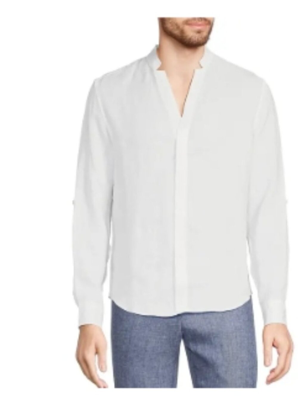 EUC Murano Baird McNutt Classic Fit Mandarin Collar Roll-Tab Long Sleeve Linen M
